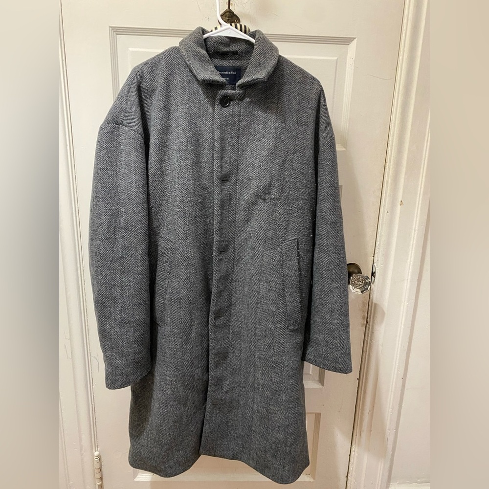 Abercrombie & Fitch longline wool overcoat in gray heather